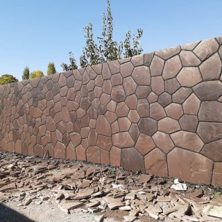 پیمانکاری سنگ لاشه ای نمای دیوار چینی سنگ قهوای 